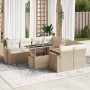 Garden sofa set with 9-piece synthetic rattan beige cushions. by , Garden sets - Ref: Foro24-3326289, Price: 876,83 €, Discou...