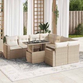 Set de sofás de jardín con cojines 9 pzas ratán sintético beige de , Conjuntos de jardín - Ref: Foro24-3326289, Precio: 876,8...