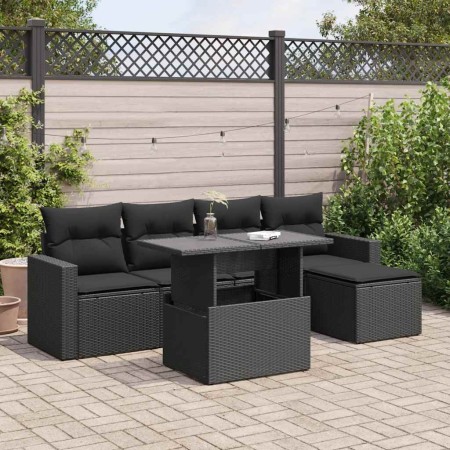 6-piece garden sofa set with black synthetic rattan cushions | Foro24|Onlineshop| Casa, Jardín y Más Foro24.es