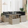 Gartensofa-Set und Kissen, 5-teilig, aus hellem grauem Kunststoff-Rattan. | Foro24|Onlineshop| Casa, Jardín y Más Foro24.es