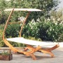 Sun lounger with cream curved solid wood canopy 100x190x134 cm by vidaXL, Outdoor beds - Ref: Foro24-313943, Price: 141,47 €,...