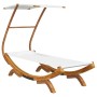 Sun lounger with cream curved solid wood canopy 100x190x134 cm by vidaXL, Outdoor beds - Ref: Foro24-313943, Price: 141,47 €,...