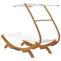 Sun lounger with cream curved solid wood canopy 100x190x134 cm by vidaXL, Outdoor beds - Ref: Foro24-313943, Price: 141,47 €,...