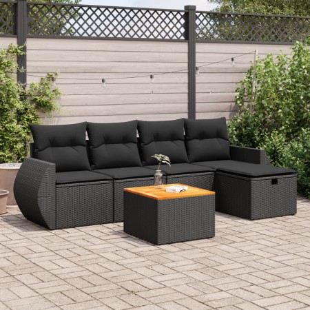 6-piece garden sofa set with black synthetic rattan cushions | Foro24|Onlineshop| Casa, Jardín y Más Foro24.es