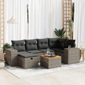 7-piece garden sofa set with gray synthetic