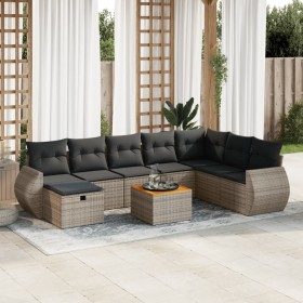 Garden sofa set with 9-piece synthetic rattan