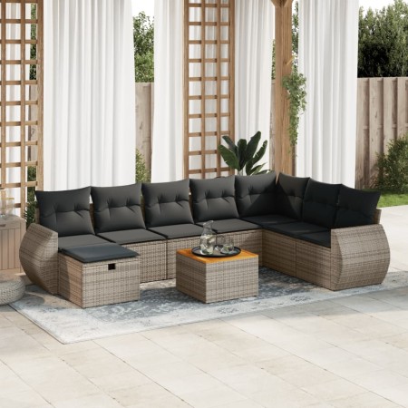 Garden sofa set with 9-piece synthetic rattan gray cushions | Foro24|Onlineshop| Casa, Jardín y Más Foro24.es