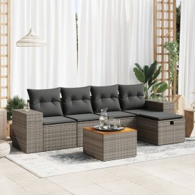 6-piece garden furniture set with gray synthetic