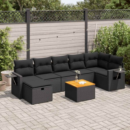 Set de sofás de jardín y cojines 8 piezas ratán sintético negro | Foro24|Onlineshop| Casa, Jardín y Más Foro24.es