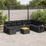 Gartensofagarnitur mit 9-teiligen Kissen aus schwarzem Kunststoffrattan von , Gartensets - Ref: Foro24-3325828, Preis: 544,50...