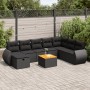 Set of garden sofas with cushions 9 pcs synthetic rattan black | Foro24|Onlineshop| Casa, Jardín y Más Foro24.es