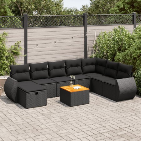 Set Gartensofas mit Kissen 9 Stück synthetisches Rattan schwarz | Foro24|Onlineshop| Casa, Jardín y Más Foro24.es