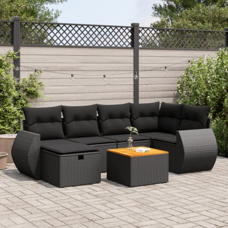 Set de sofás de jardín 7 pzas con cojines ratán sintético negro | Foro24|Onlineshop| Casa, Jardín y Más Foro24.es