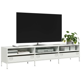 Cold rolled steel TV stand white 202x39x43.5 cm