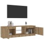 TV-Möbel LED-Leuchten Eiche handwerkliches Holz 120x30x36 cm von , TV-Möbel - Ref: Foro24-856348, Preis: 78,01 €, Rabatt: %