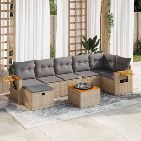 Set aus Gartensofas und Kissen 8-teilig synthetisches Rattan beige | Foro24|Onlineshop| Casa, Jardín y Más Foro24.es