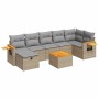 Set aus Gartensofas und Kissen 8-teilig synthetisches Rattan beige | Foro24|Onlineshop| Casa, Jardín y Más Foro24.es