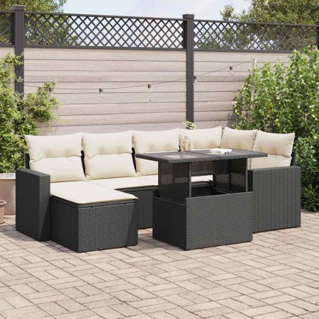 Set of 7 garden sofas with cushions synthetic rattan black | Foro24|Onlineshop| Casa, Jardín y Más Foro24.es