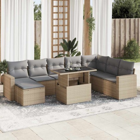 Set de sofás de jardín con cojines 9 pzas ratán sintético beige | Foro24|Onlineshop| Casa, Jardín y Más Foro24.es