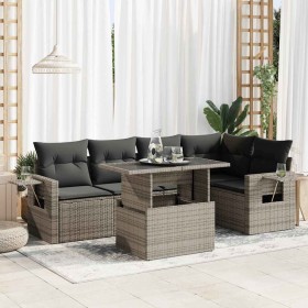 Set of 6 garden furniture and cushions synthetic