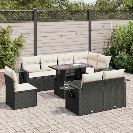 Set Gartensofas mit Kissen 9 Stück synthetisches Rattan schwarz | Foro24|Onlineshop| Casa, Jardín y Más Foro24.es