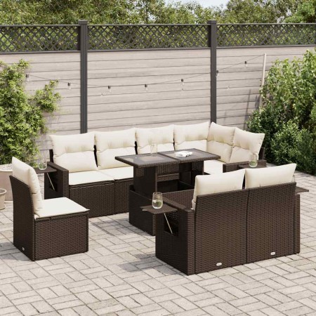 Set mit 9 Gartensofas und Kissen Kunstrattan braun von , Gartensets - Ref: Foro24-3326504, Preis: 669,86 €, Rabatt: %