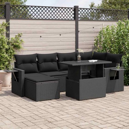 Set de sofás de jardín 7 pzas con cojines ratán sintético negro | Foro24|Onlineshop| Casa, Jardín y Más Foro24.es