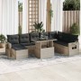 9 pcs garden furniture set and cushions synthetic rattan light gray | Foro24|Onlineshop| Casa, Jardín y Más Foro24.es