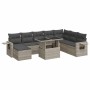 9 pcs garden furniture set and cushions synthetic rattan light gray | Foro24|Onlineshop| Casa, Jardín y Más Foro24.es