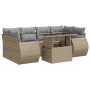 Set aus 7-teiligen Gartensofas und Kissen, synthetisches Rattan, beige | Foro24|Onlineshop| Casa, Jardín y Más Foro24.es