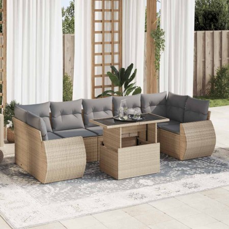 Set aus Gartensofas und Kissen 8-teilig synthetisches Rattan beige | Foro24|Onlineshop| Casa, Jardín y Más Foro24.es