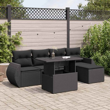 Set aus 6-teiligen Gartensofas und Kissen Kunstrattan schwarz | Foro24|Onlineshop| Casa, Jardín y Más Foro24.es