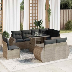 Set Gartensofas mit Kissen 9 Stück synthetisches