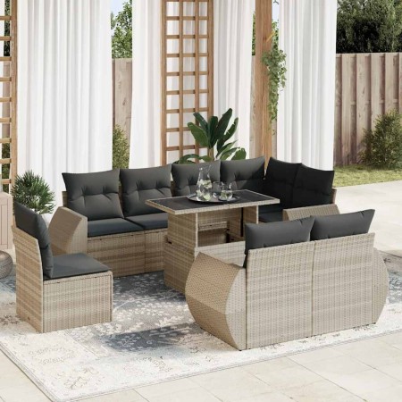 9 pcs garden furniture set and cushions synthetic rattan light gray by , Garden sets - Ref: Foro24-3326663, Price: 779,02 €, ...