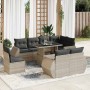 9-teiliges Gartenmöbel-Set und Kissen synthetisches Rattan hellgrau | Foro24|Onlineshop| Casa, Jardín y Más Foro24.es