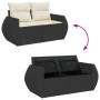 Set aus Gartensofas und Kissen 8-teilig synthetisches Rattan schwarz | Foro24|Onlineshop| Casa, Jardín y Más Foro24.es