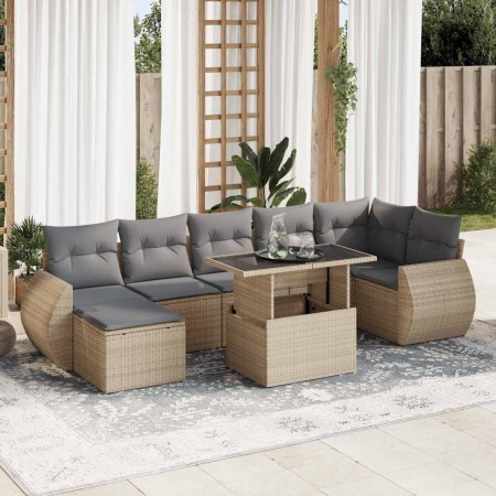 Set aus Gartensofas und Kissen 8-teilig synthetisches Rattan beige | Foro24|Onlineshop| Casa, Jardín y Más Foro24.es