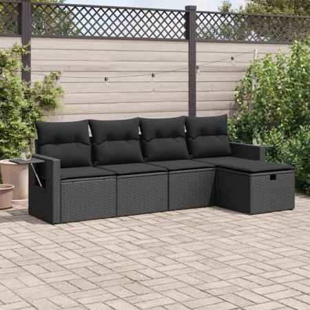 5-teiliges Gartenmöbel-Set und Kissen synthetisches Rattan schwarz | Foro24|Onlineshop| Casa, Jardín y Más Foro24.es