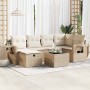 Set aus 7-teiligen Gartensofas und Kissen, synthetisches Rattan, beige | Foro24|Onlineshop| Casa, Jardín y Más Foro24.es