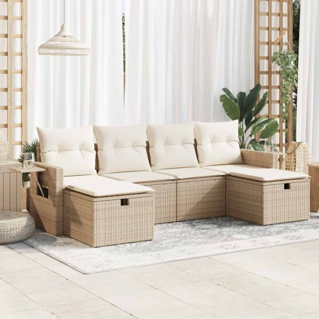 Set of garden sofas with cushions 6 pcs synthetic rattan beige | Foro24|Onlineshop| Casa, Jardín y Más Foro24.es