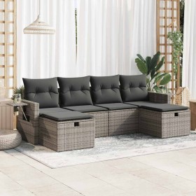 Set of 6 garden furniture and cushions synthetic