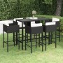 Set de bar de jardín 7 pzas y cojines ratán sintético negro de vidaXL, Conjuntos de jardín - Ref: Foro24-3094796, Precio: 580...