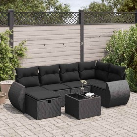 Set mit 7 Gartensofas mit Kissen Kunstrattan