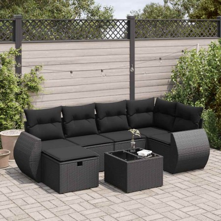 Set of 7 garden sofas with cushions synthetic rattan black | Foro24|Onlineshop| Casa, Jardín y Más Foro24.es