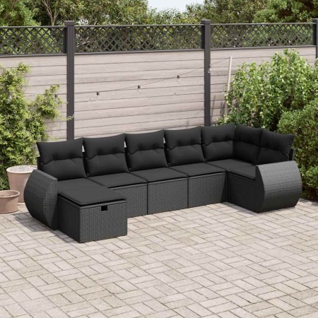 Set of 7 garden sofas with cushions synthetic rattan black | Foro24|Onlineshop| Casa, Jardín y Más Foro24.es