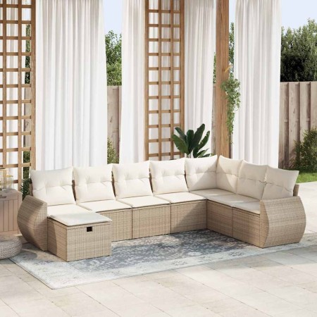 Set aus Gartensofas und Kissen 8-teilig synthetisches Rattan beige | Foro24|Onlineshop| Casa, Jardín y Más Foro24.es