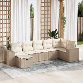 Set sofás de jardín 7 piezas y cojines ratán sintético beige de , Conjuntos de jardín - Ref: Foro24-3325704, Precio: 589,85 €...