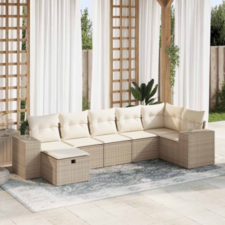 Set sofás de jardín 7 piezas y cojines ratán sintético beige von , Gartensets - Ref: Foro24-3325704, Preis: 589,85 €, Rabatt: %