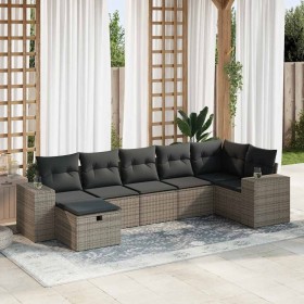 Set of 7 garden sofas with cushions synthetic