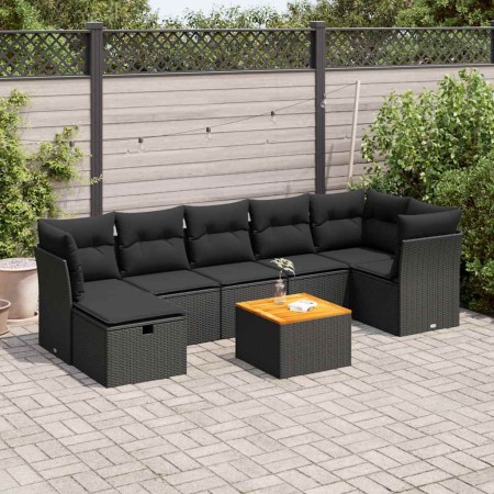 Set aus Gartensofas und Kissen 8-teilig synthetisches Rattan schwarz von , Gartensets - Ref: Foro24-3325765, Preis: 509,20 €,...